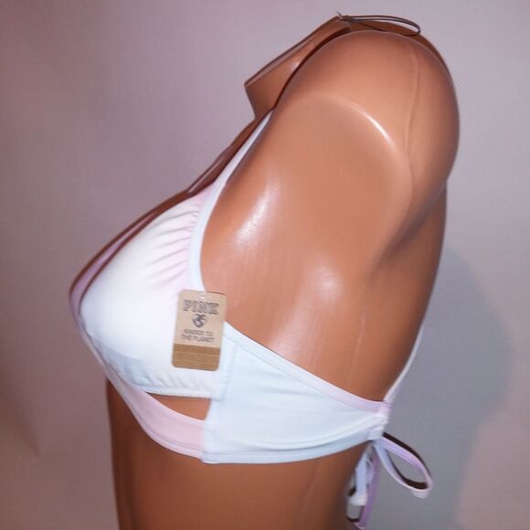 Victoria Secret PINK Swim Bikini Top XS Pastel Tie Dye Fade Wrap Halter String - Picture 11 of 16